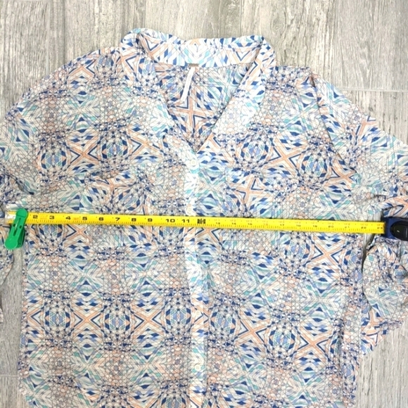 Free People Sheer Cream Geometric Button Down Top - Picture 5 of 10